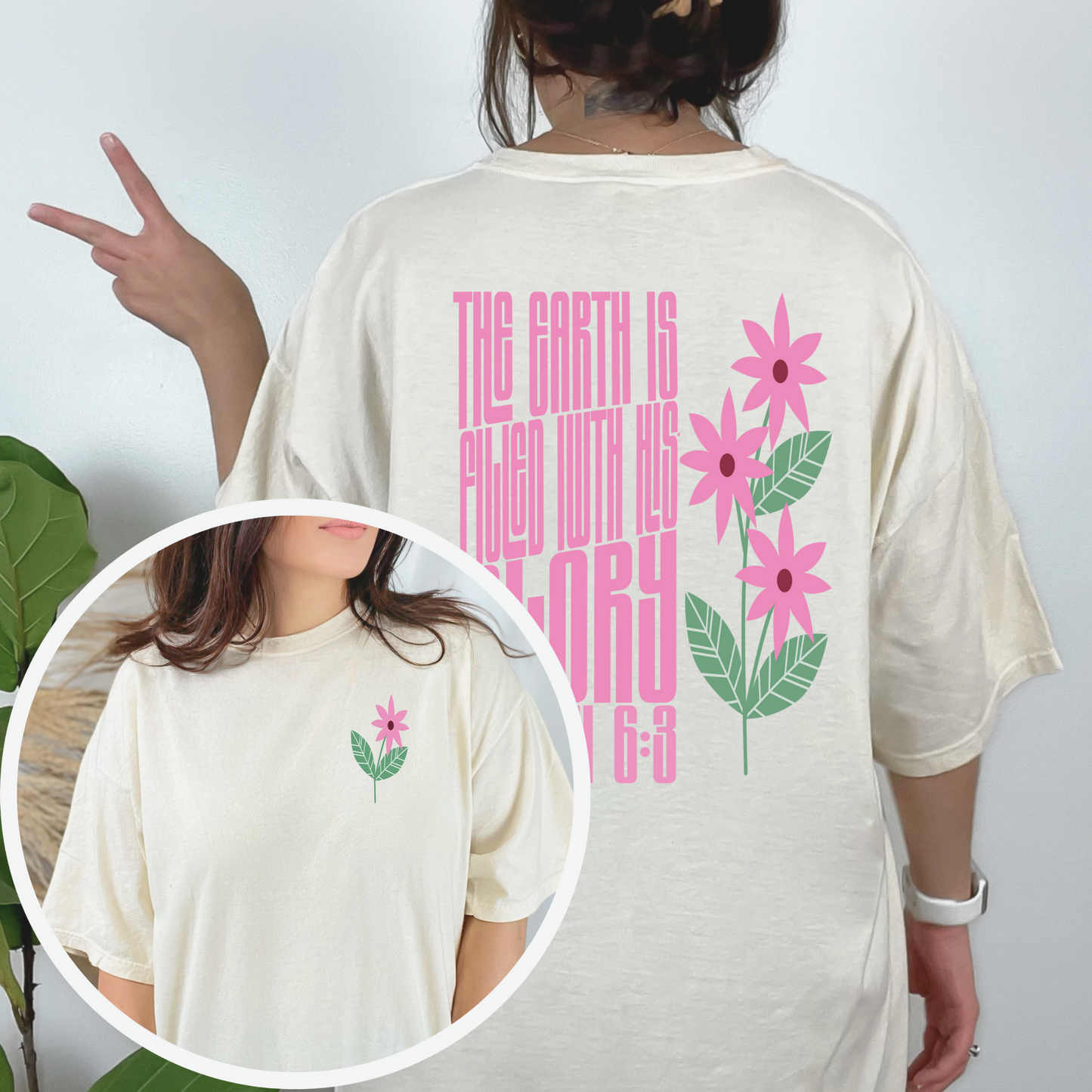 Filled with His Glory Floral Christian Tee - Cross & Crown Designs