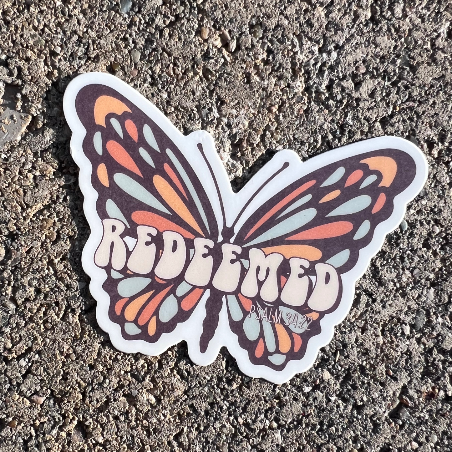 Redeemed Christian Butterfly Sticker - Cross & Crown Designs