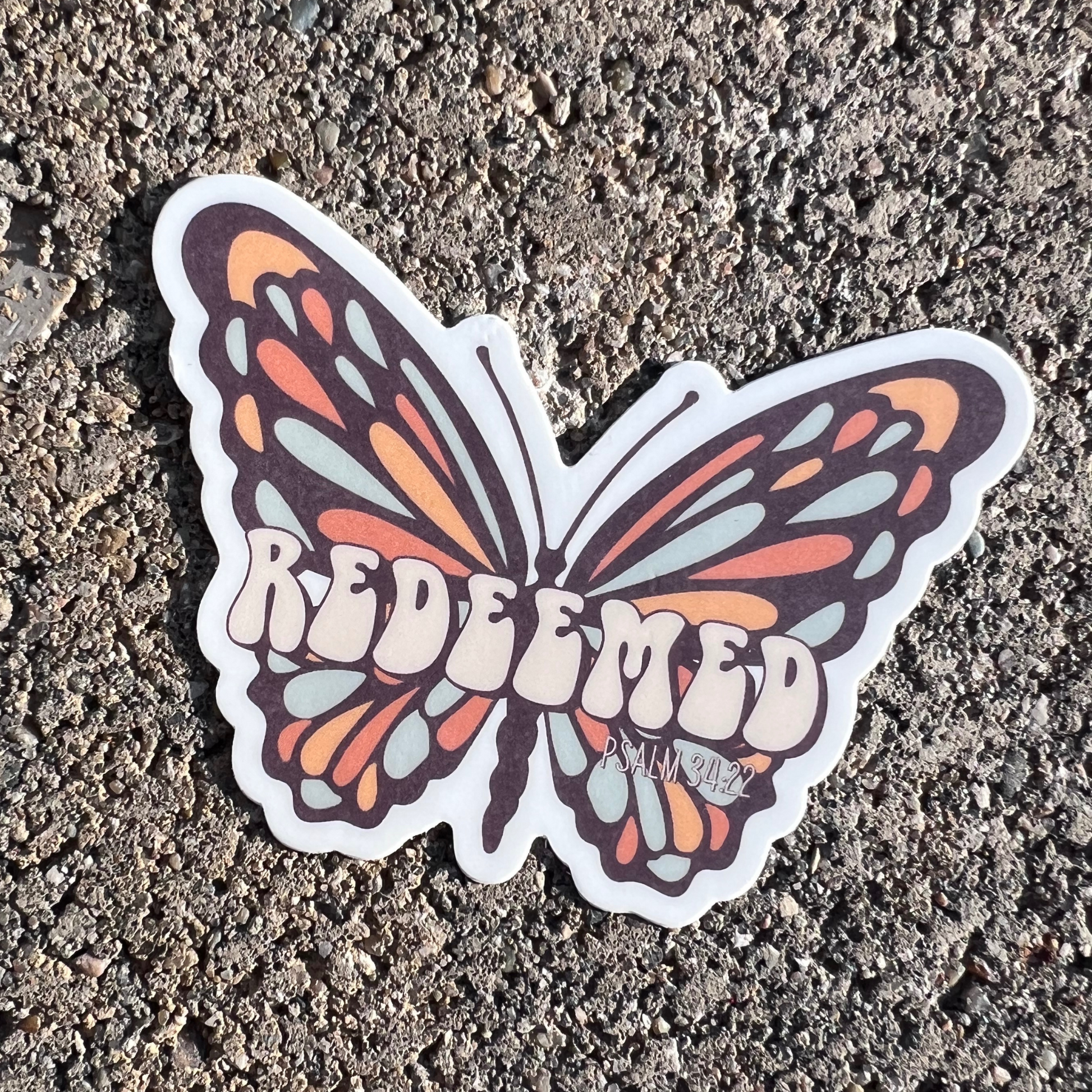 Redeemed Christian Butterfly Sticker - Cross & Crown Designs