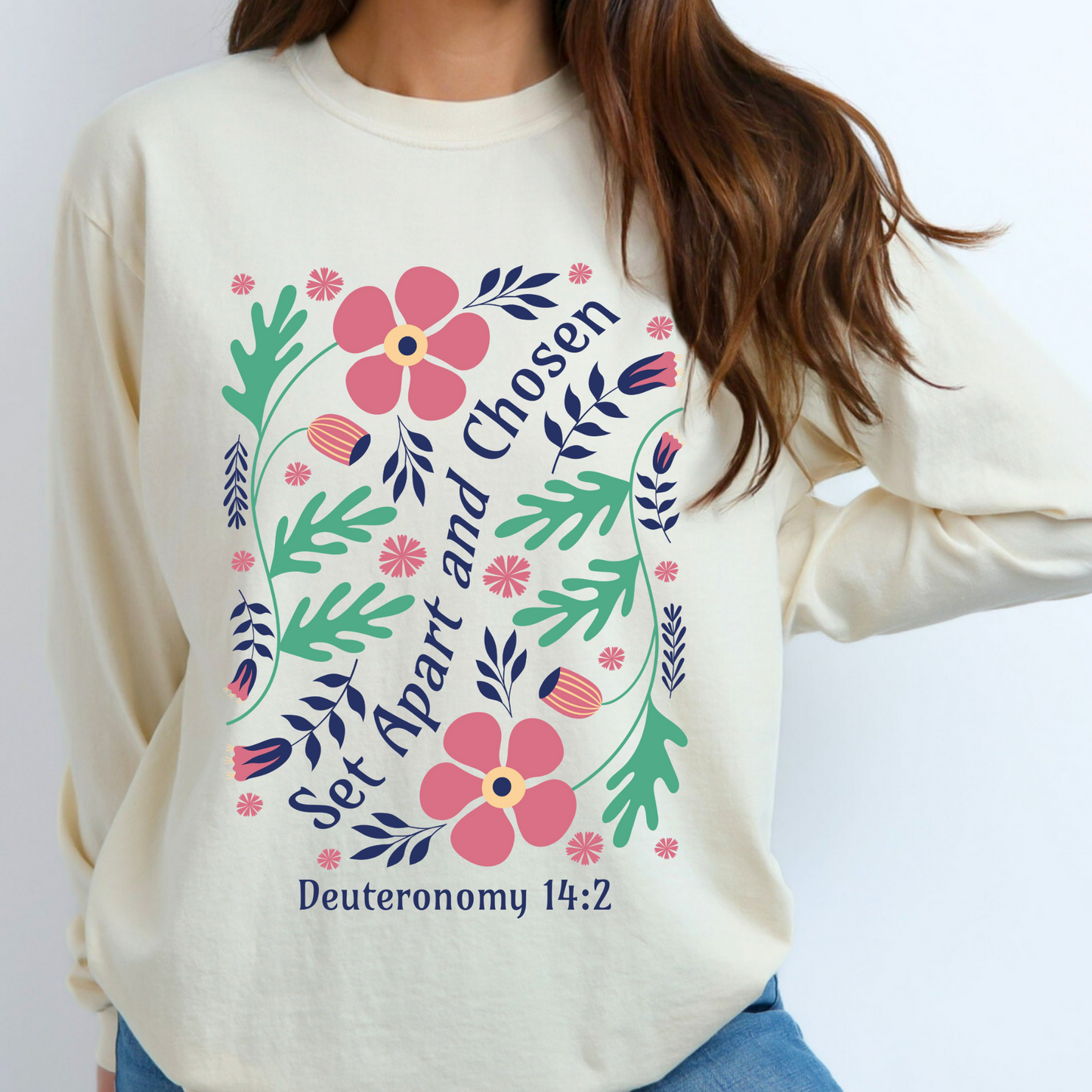 Set Apart & Chosen Floral Christian Graphic Shirt - Cross & Crown Designs