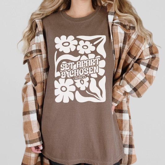 Set Apart & Chosen Floral Christian Graphic Tee